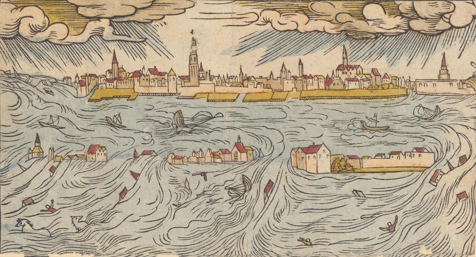 Flugblatt: Sturmflut Antwerpen, 1. November 1570 (Daniel Holtzman)